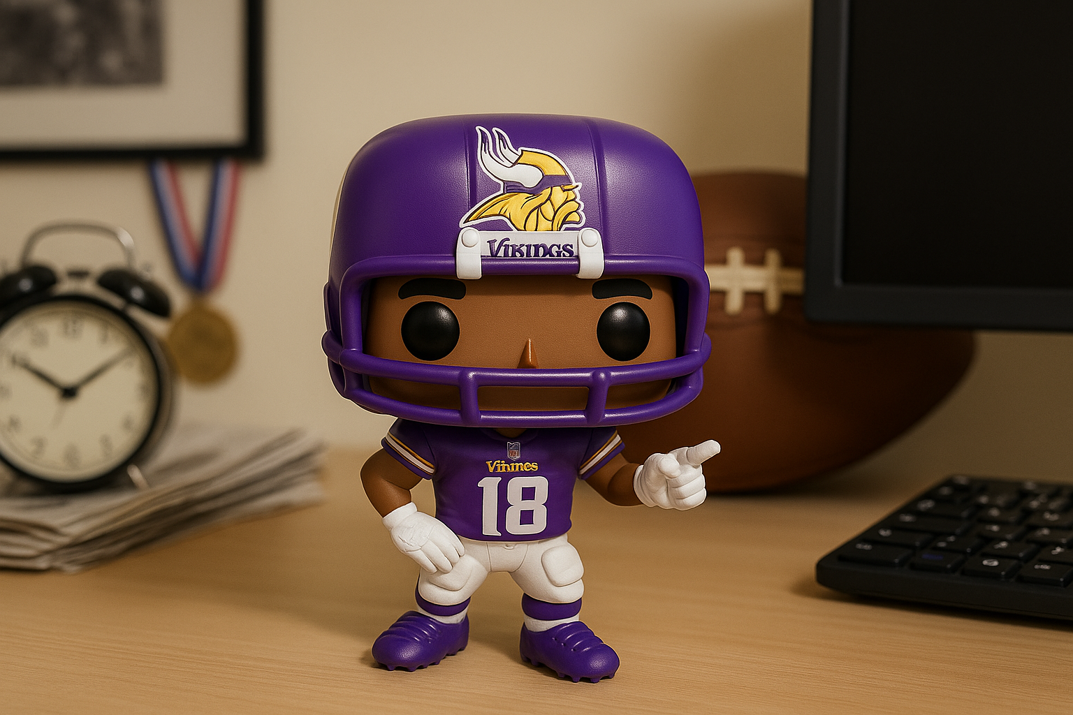 Justin Jefferson STL File – 3D Printable Minnesota Vikings Funko Style Figure